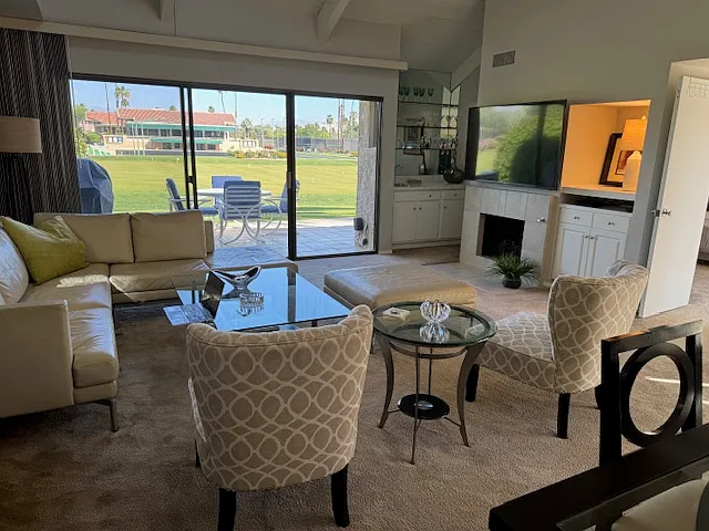 Living room looking out to croquet.