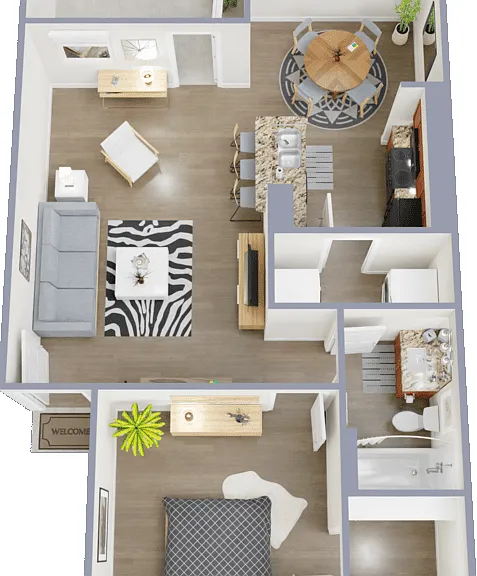 1 Bed Upgrade W/D Floorplan Diagram