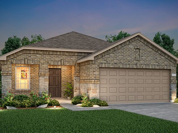 The Becket, a one-story home with 2-car garage, shown with Home Exterior S