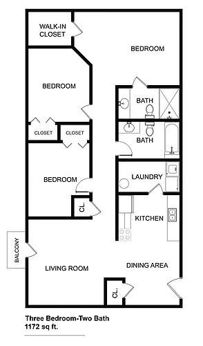Floor plan 3 Bed 2.0 Bath