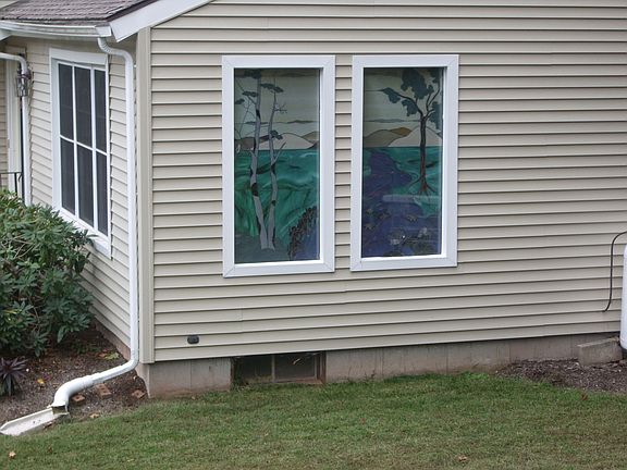 side showing stained glass