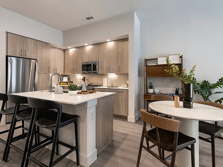 Clean and organized kitchen setup.