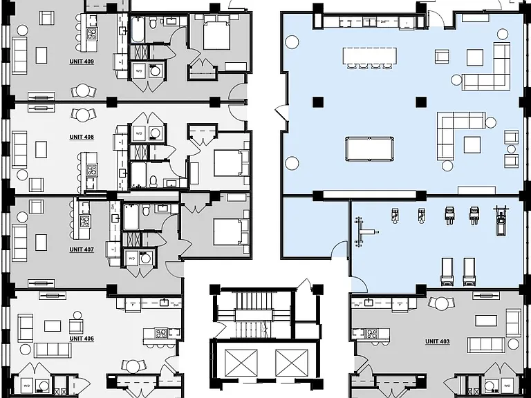 4th Floor with the amenity areas
