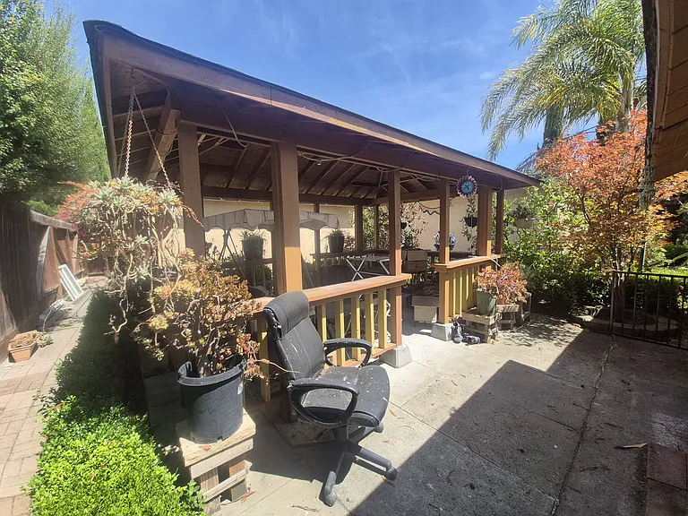 Lush garden pergola