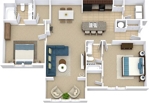 Floor plan 2 Bedroom, 2 Bathroom