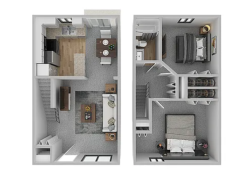 Floor plan 2 Bedroom / 1 Bathroom Townhome