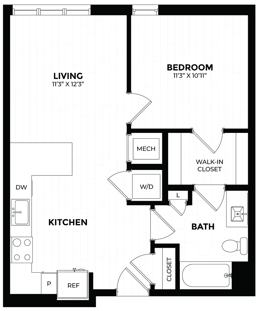 Floor plan 1 Bed/1 Bath-1.4