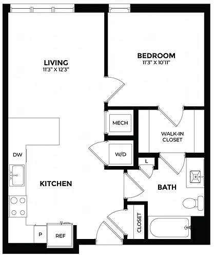Floor plan 1 Bed/1 Bath-1.4