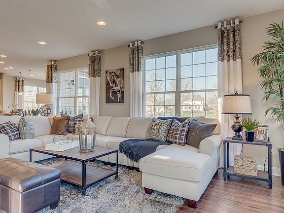 Great room opening up to kitchen