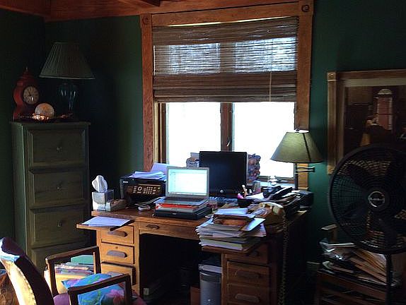 Study with oak post and beam