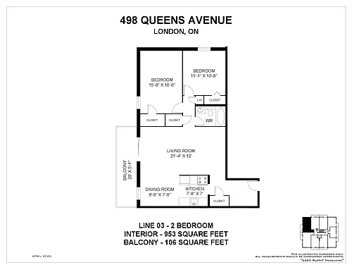 Floor plan 2 Bedroom 2 Bed 1 Bath 3