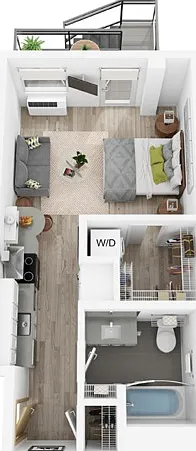 Plan W | studio, 1 bathroom Plan W | studio, 1 bathroom