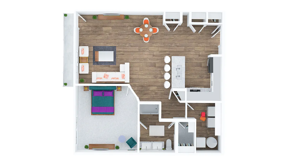 Floor plan 1 x 1 The Gaston