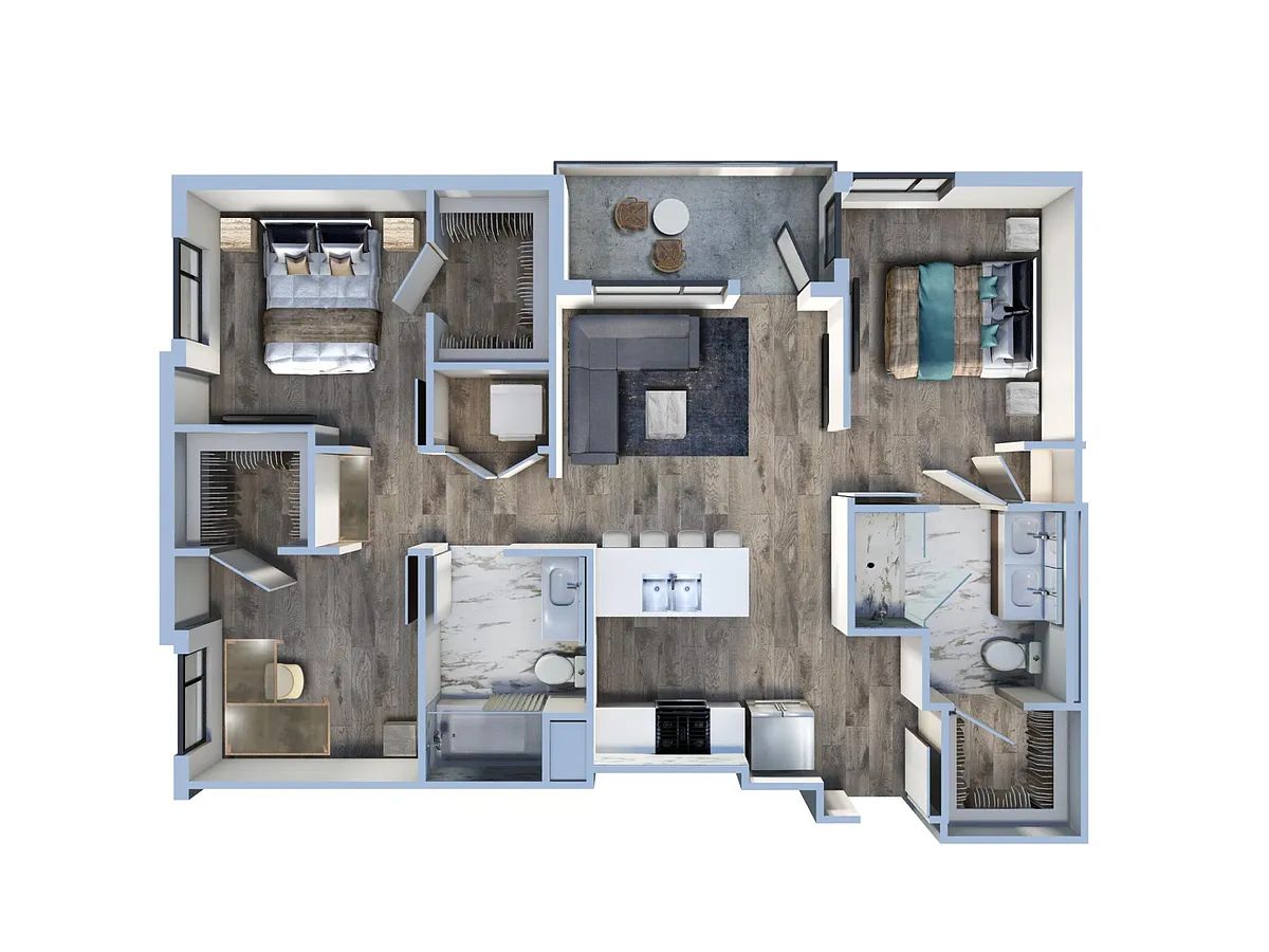 Floor plan 2 Bed/2 Bath-C3