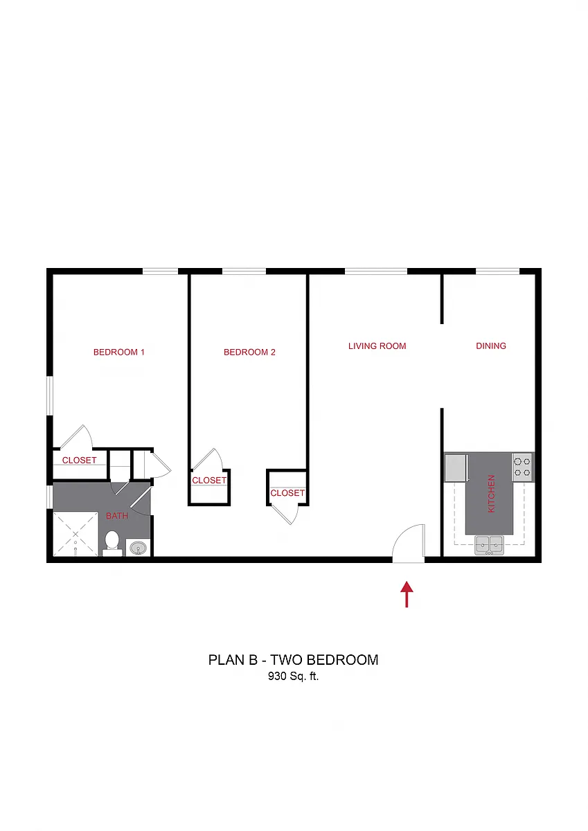 Floor plan Plan B - Two Bedroom