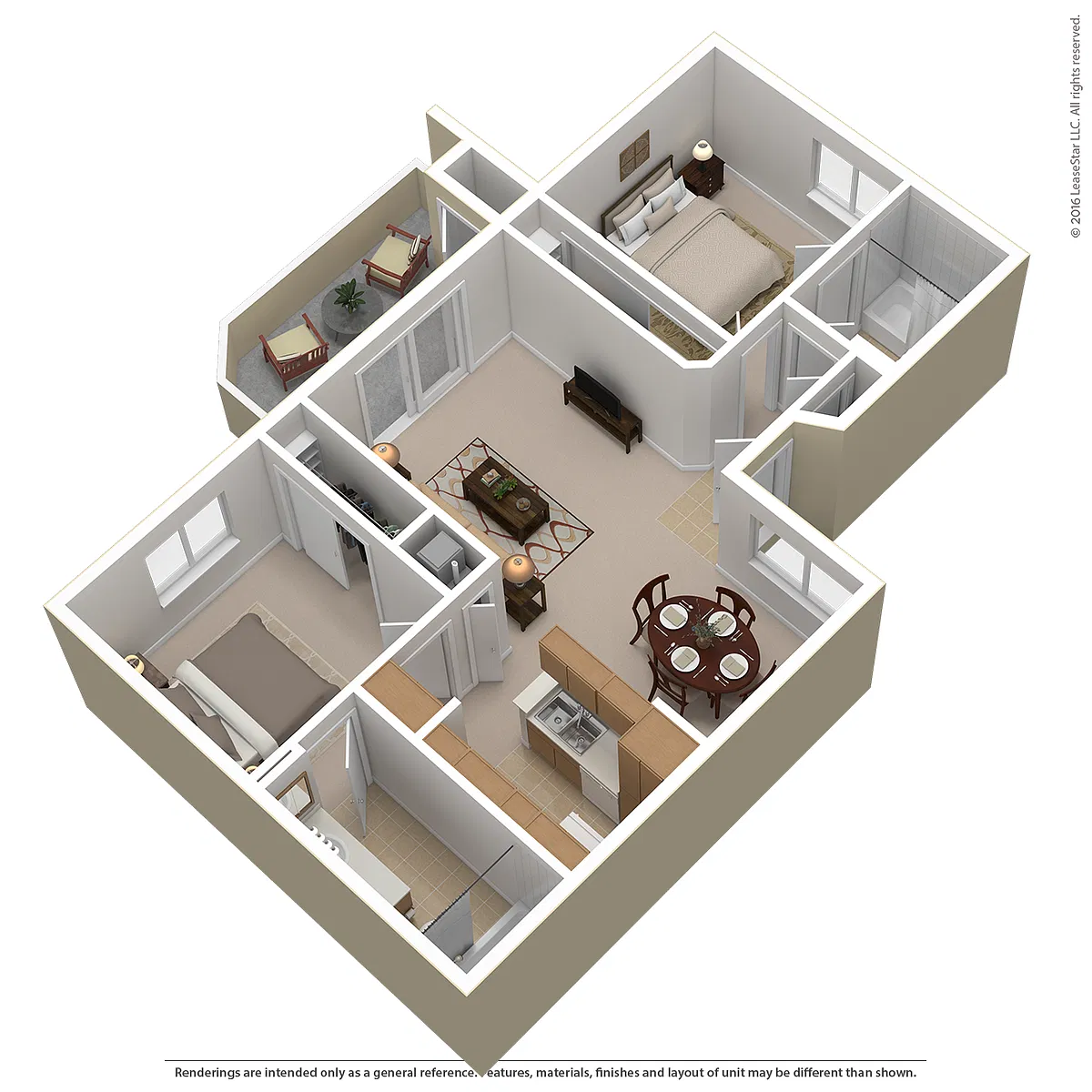 Floor plan 2 Bed 2 Bath (C)