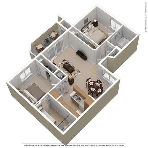 Floor plan 2 Bed 2 Bath (C)