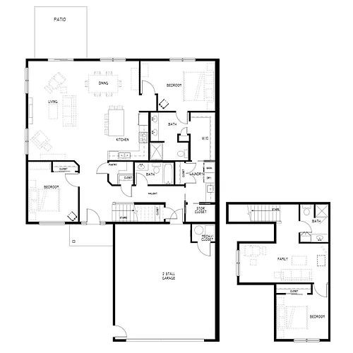 Floor plan 3 Bed 3 Bath | 2042 sf
