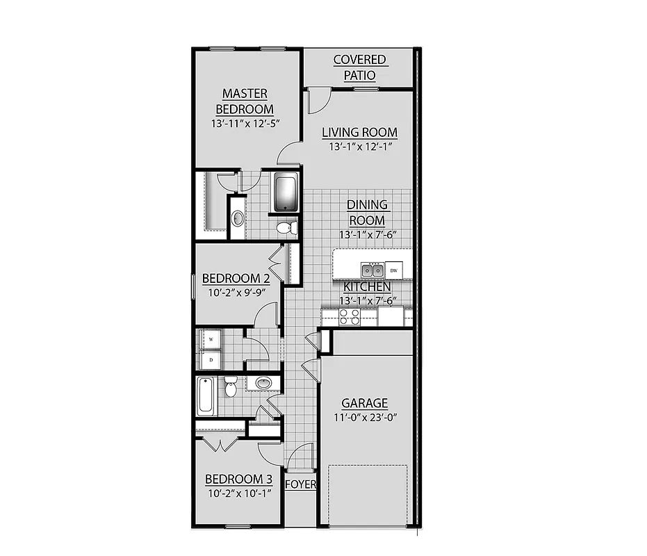 Floor plan 3 Bedrooms, 2 Bathrooms Palm