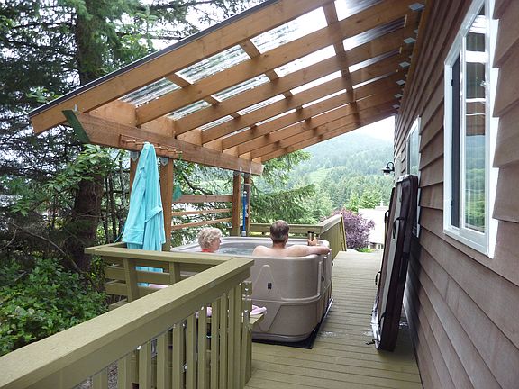 Covered private hot tub