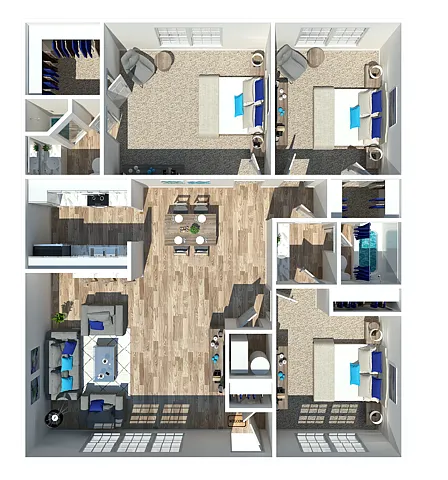 Floor plan 3 Bedroom 2 Bath