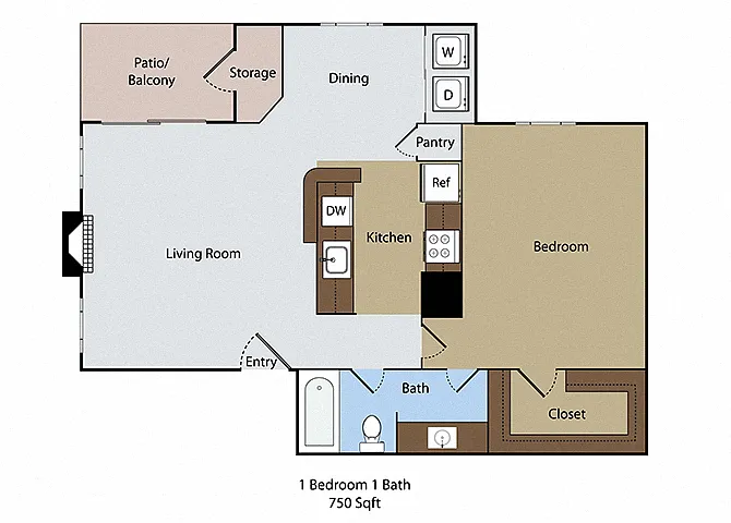 Floor plan 1 BR 1 BA