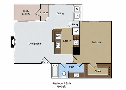 Floor plan 1 BR 1 BA