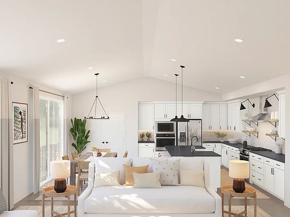 Vaulted ceiling throughout main living area