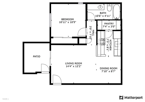 Floor plan 1 Bedroom Downstairs with Laundry Hook Up