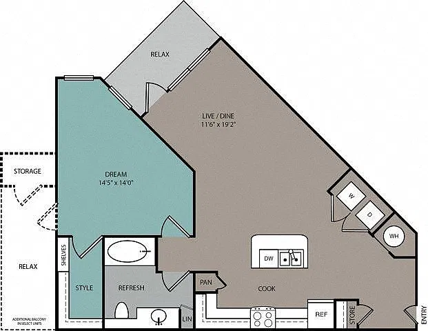 Floor plan A2EU 1B Elevator Apartment