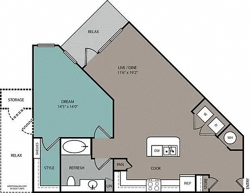 Floor plan A2EU 1B Elevator Apartment
