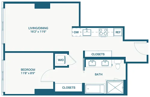 Floor plan 1x1 C27 Puget