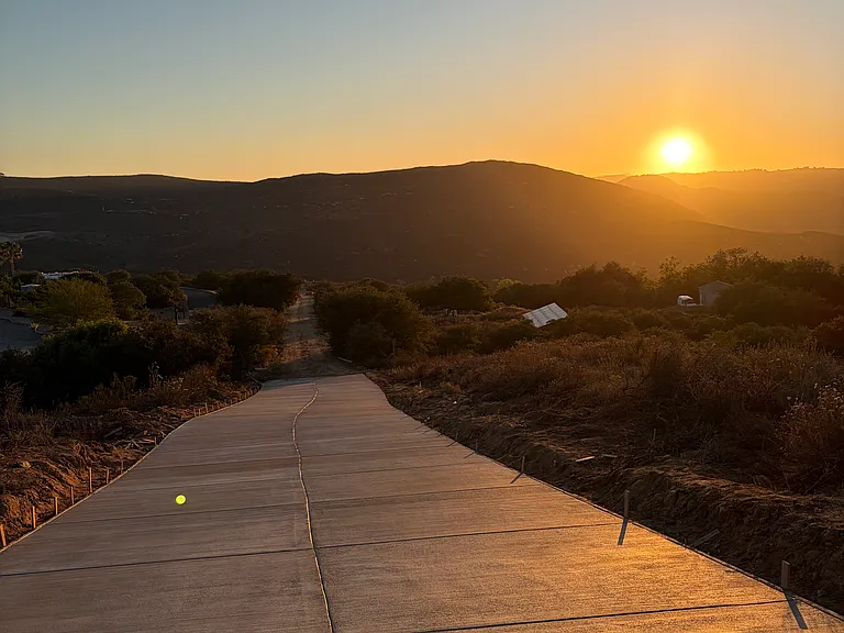 Private road with new concrete