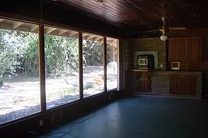 Sunroom with pellet stove