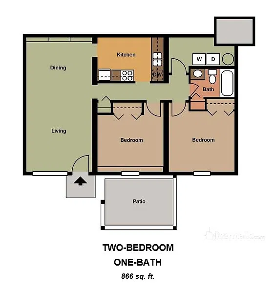Floor plan 2 Bedroom 1 Bath