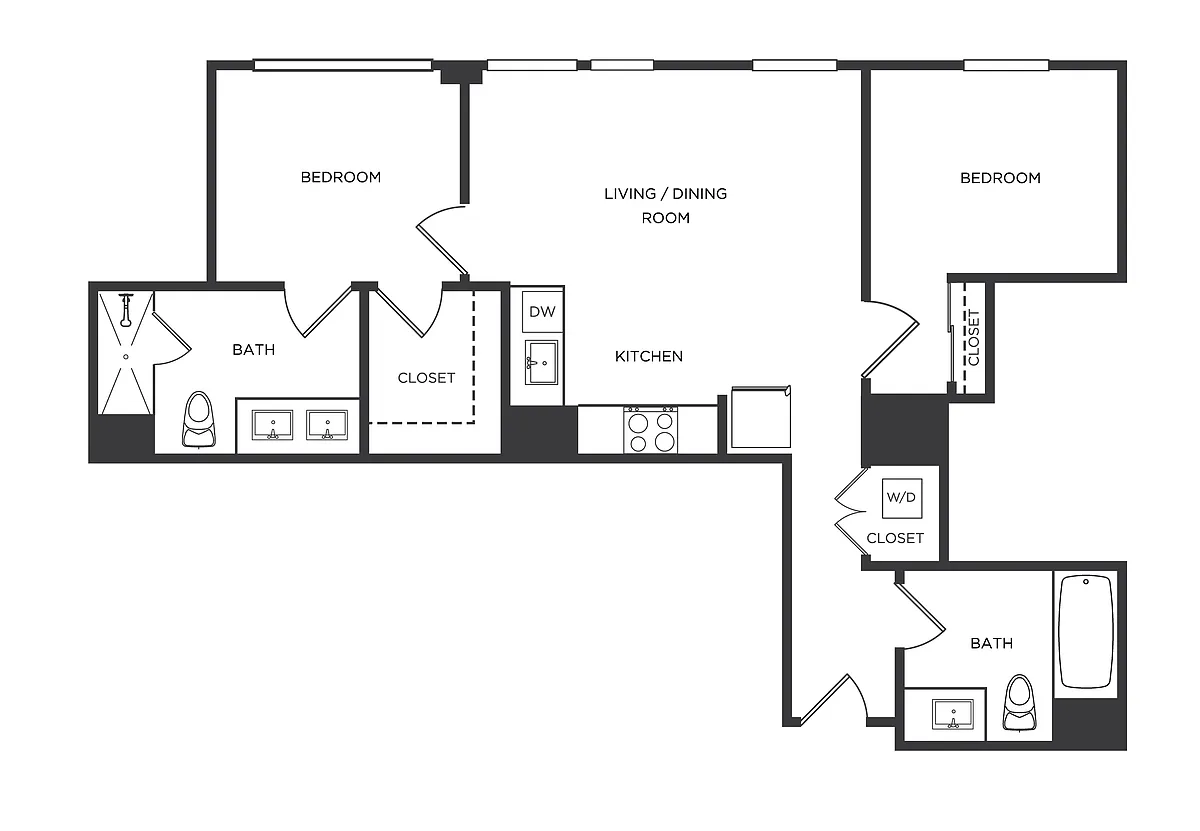 Floor plan 2 Bed/2 Bath-C