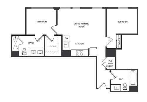 Floor plan 2 Bed/2 Bath-C