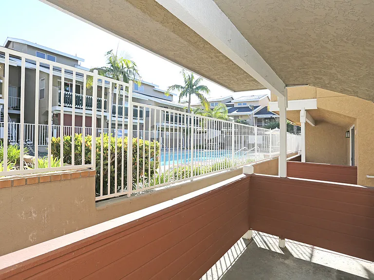 View from balcony showing the pool area