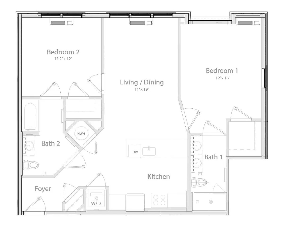 Floor plan C3M1 Two Bedroom Two Bath