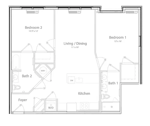 Floor plan C3M1 Two Bedroom Two Bath