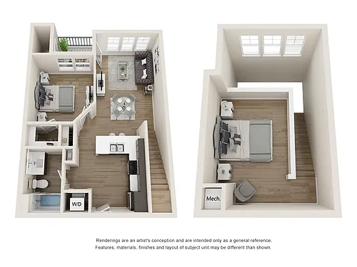Floor plan 1 Bed, 1 Bath + Loft