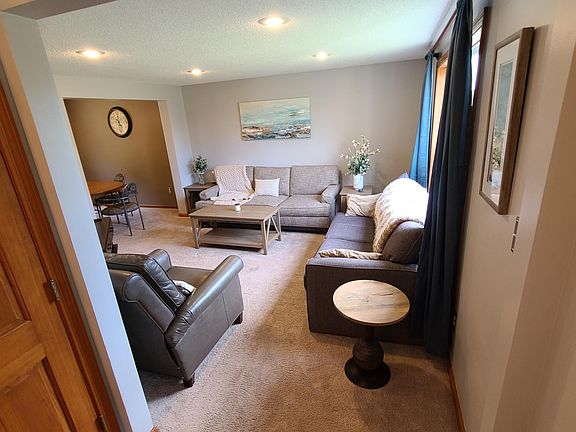 Living room connecting to dining room