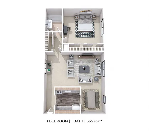 Floor plan One Bedroom - 665 sqft Mount Penn