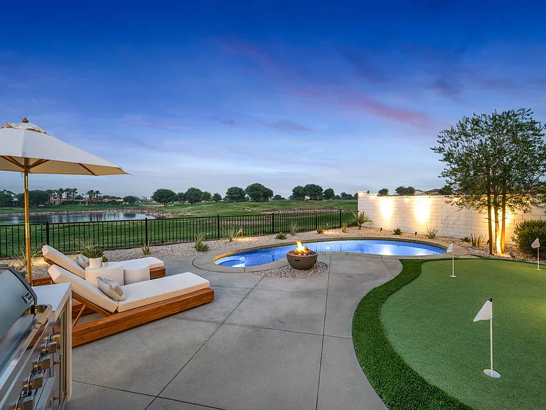 Practice your putting skills from the 3-hole putting green.