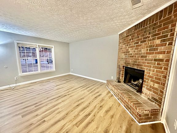 Living room brick fire place