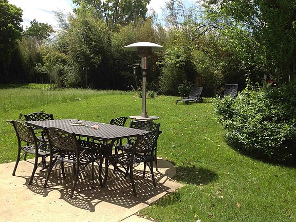 Huge backyard with patio for BBQ