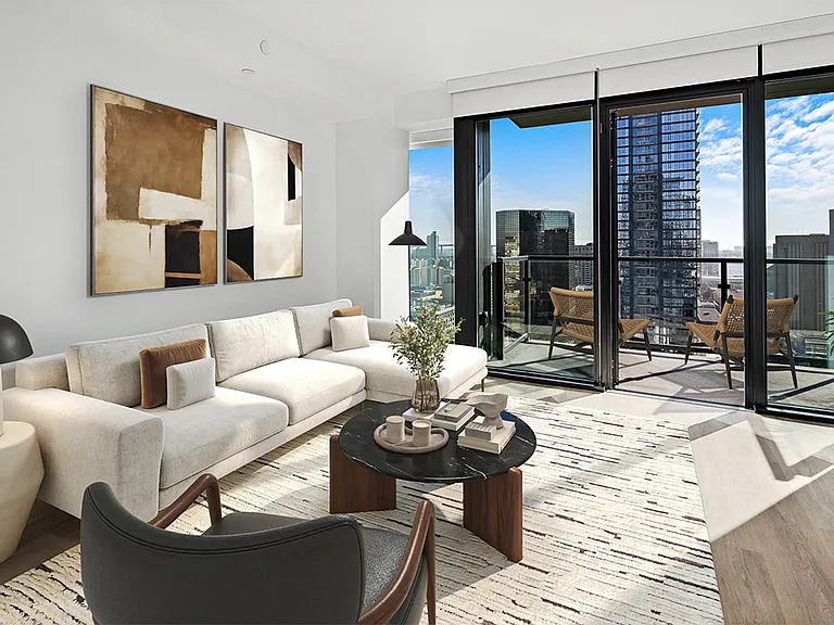 Virtually Staged One-Bedroom Living Room - The Torrey