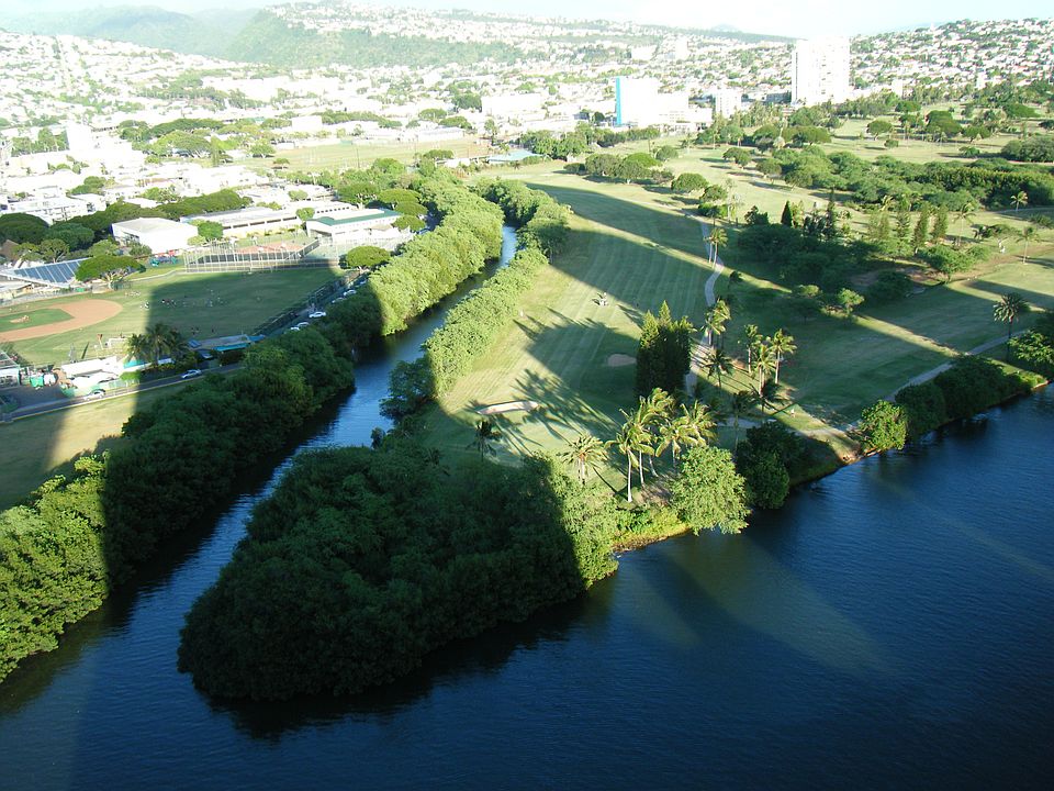 Ala Wai Canal and mountain views