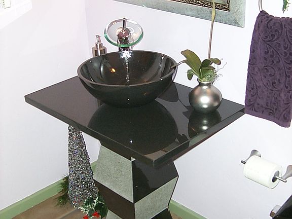 Guest bath - black granite