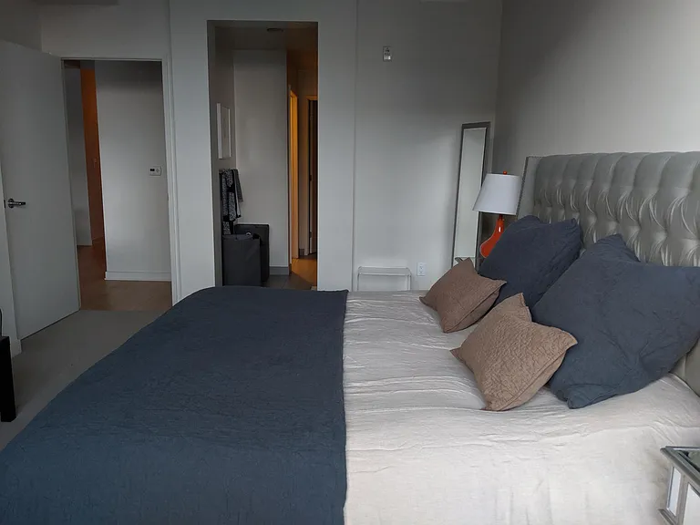 Bedroom with master bath in front